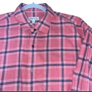 Peter Millar Men’s Pink and Blue Cotton Plaid Flannel Button Down Shirt - XL